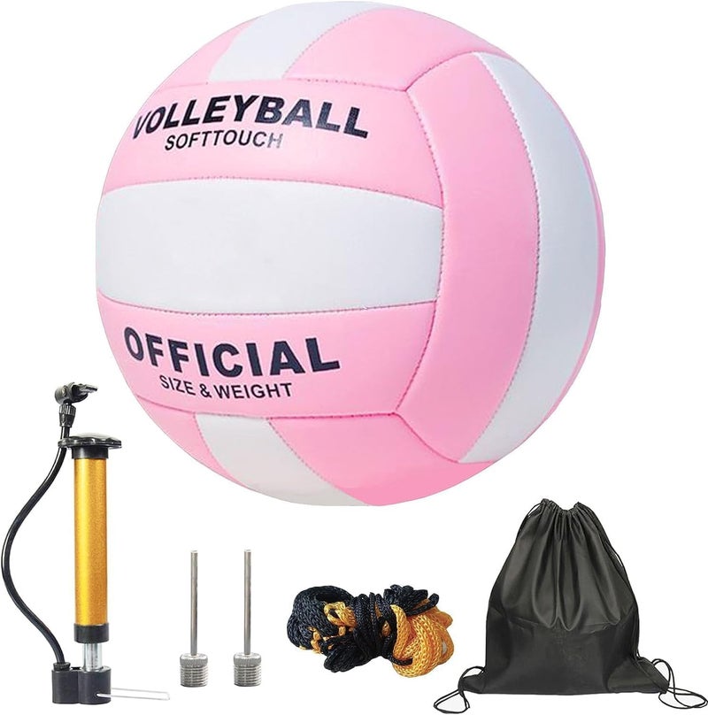 ZLY Volleyball,Official Size 5 Volleyballs for Indoor Outdoor,Soft Touch Volleyballs for Beach Play Pool Training Game with Ball Pump - Image 1